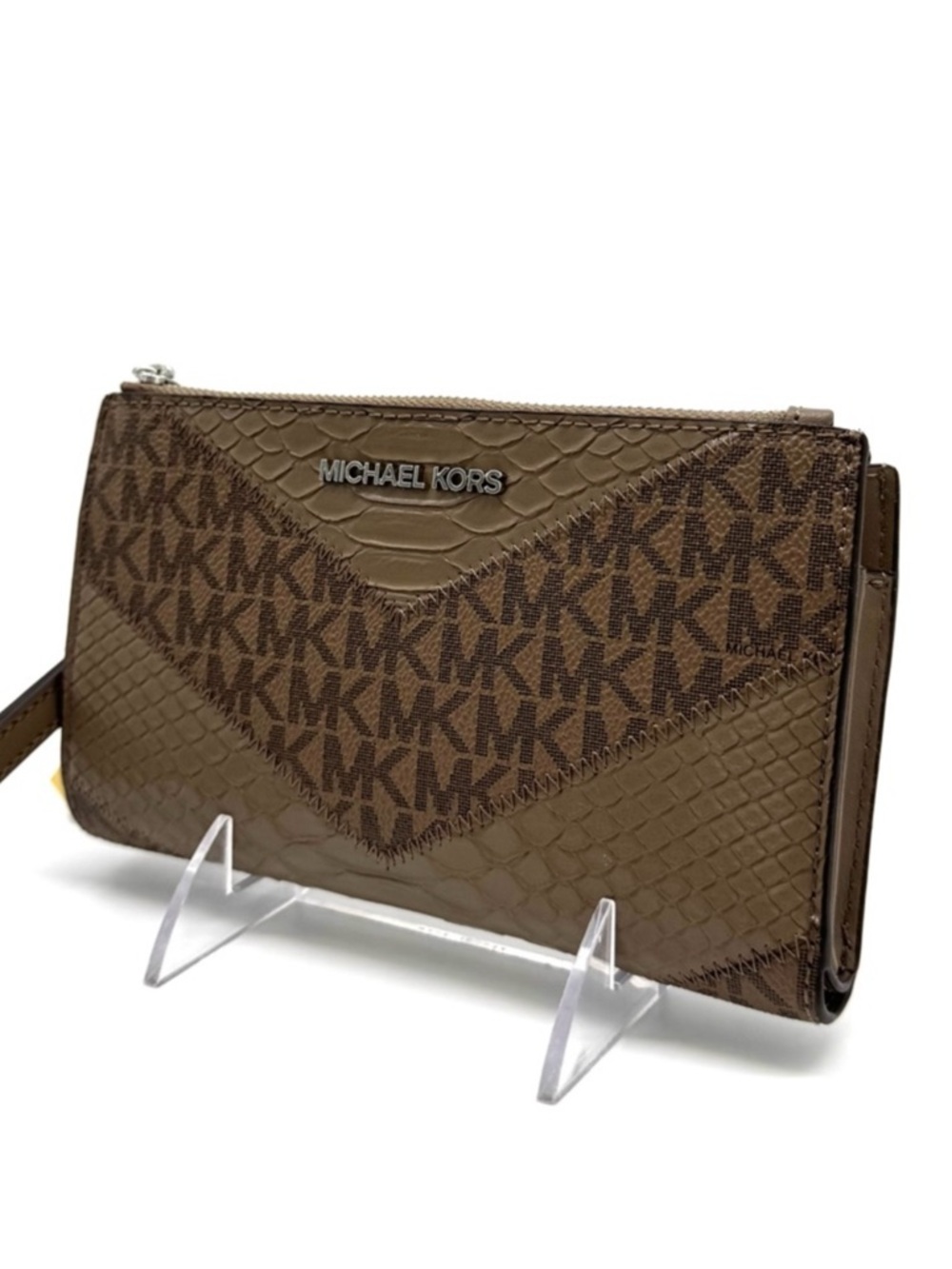 Michael Kors Large Jet Set Travel Logo Double Zip Wallet Dusk Multi